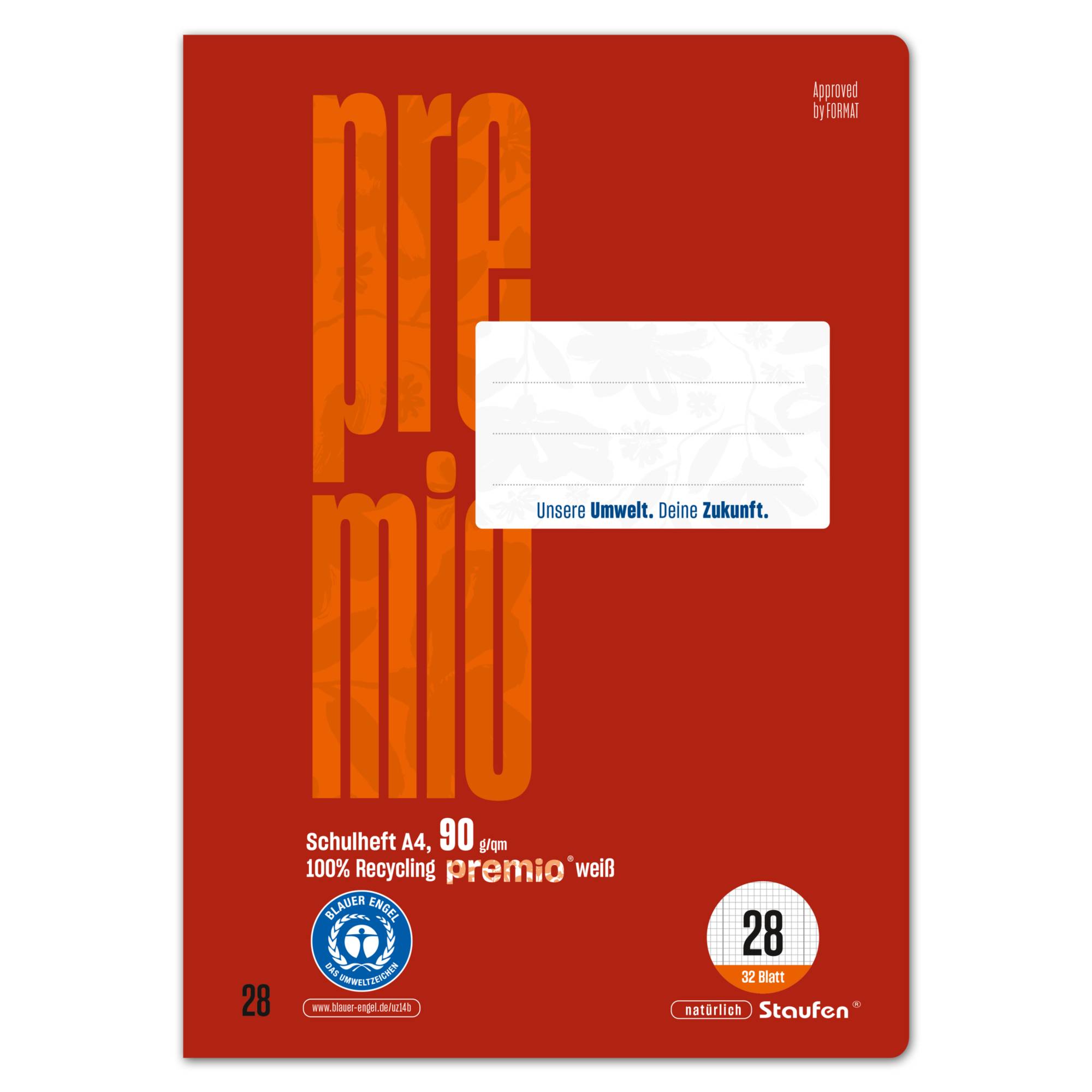 Staufen Schulheft Premio 040784028 A4 90g 32Bl Lin28 kar