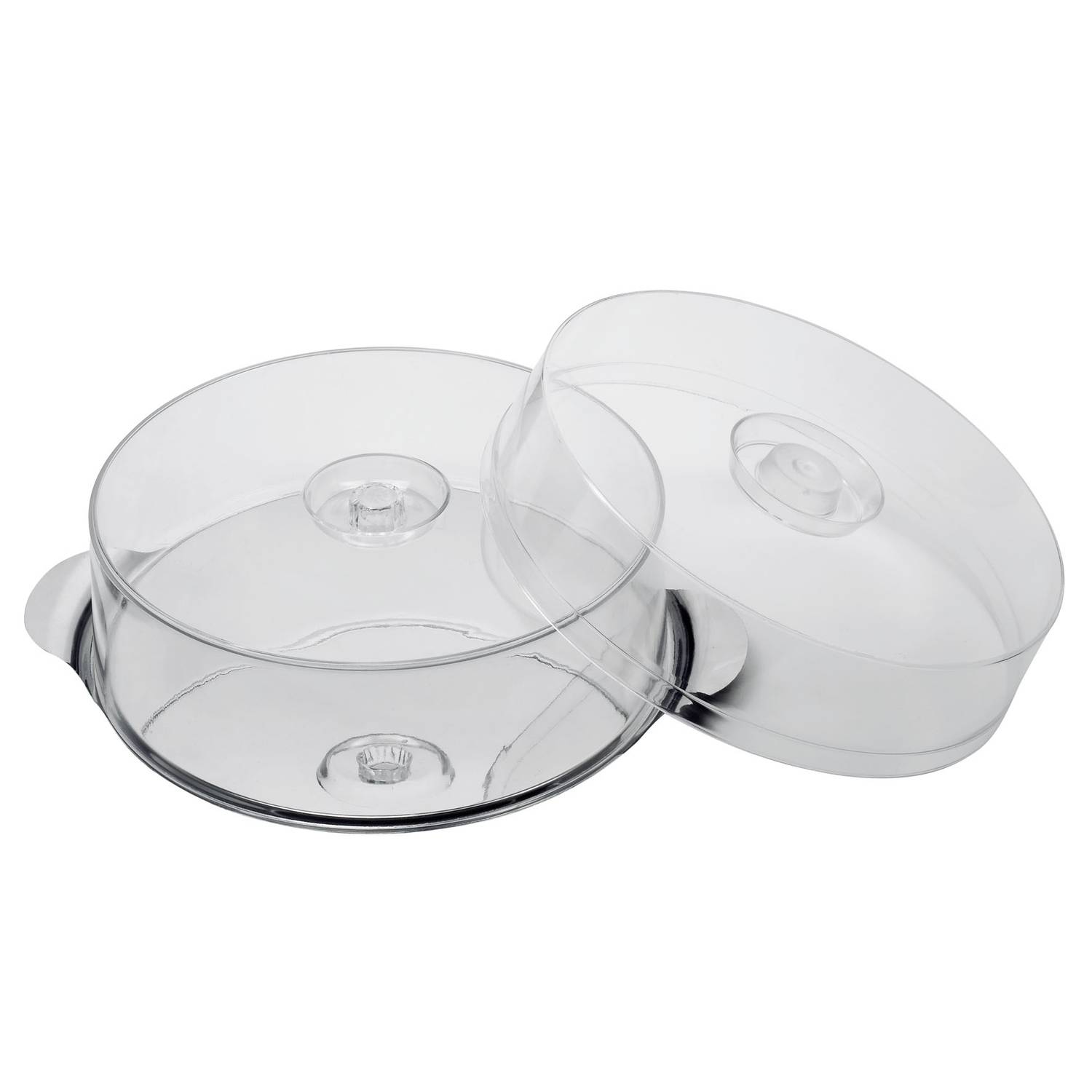 APS 652 Tortenplatte, 30 cm Durchmesser, 2 Hauben, 7/11 cm, silber/klar, 3-teilig (1 Set)