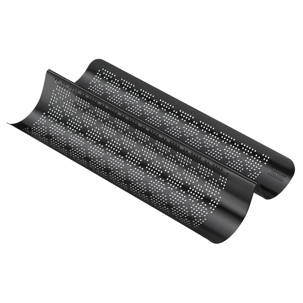 Kaiser 2300651354 Baguettform Inspiration perforiert für 2 Baguettes, 40,5 cm, schwarz Kaiser 2300651354 Baguettform Inspiration perforiert für 2 Baguettes, 40,5 cm, schwarz