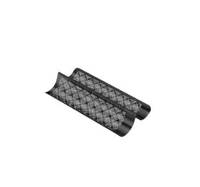 Ein transparenter schwarzer Zylinder mit einem Gittermuster, der einem futuristischen Designelement oder einer Komponente ähnelt.