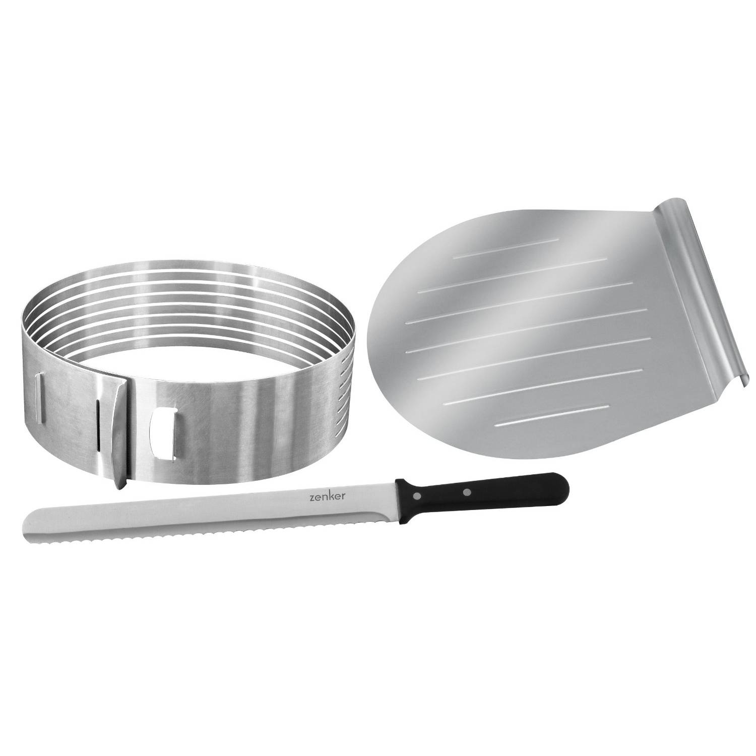 Zenker 7705 Kuchenschneidhilfe-Set, Edelstahl, silber, 3-teilig (1 Set)