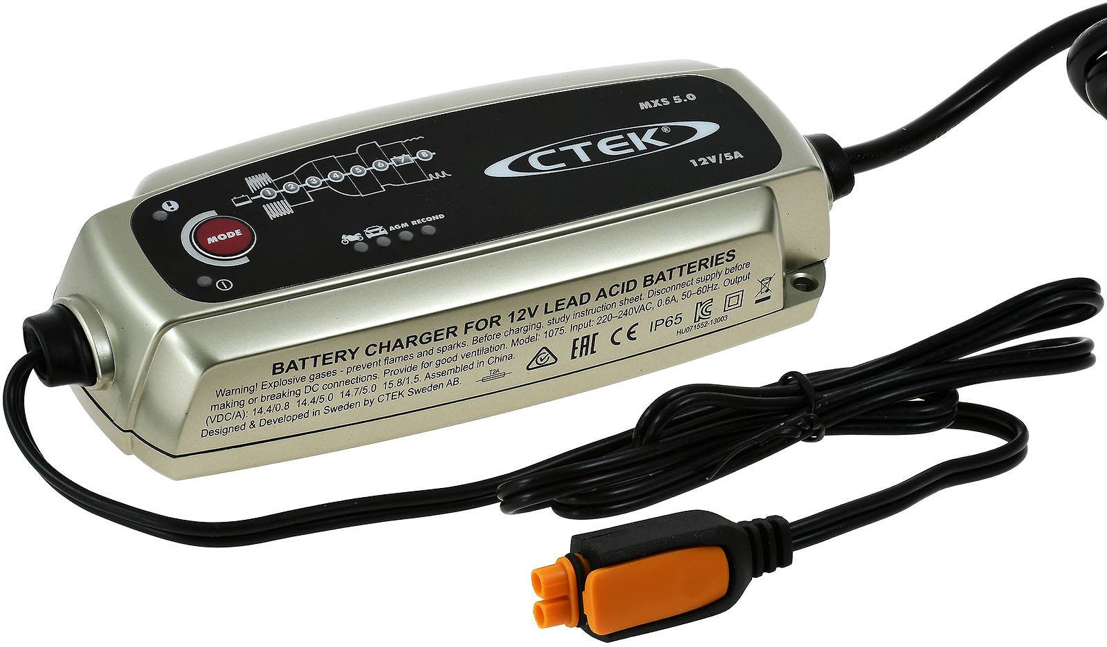 CTEK MXS 5.0 Batterie-Ladegerät mit autom. Temperaturkompensation 12V 5A EU-Stecker, 12V