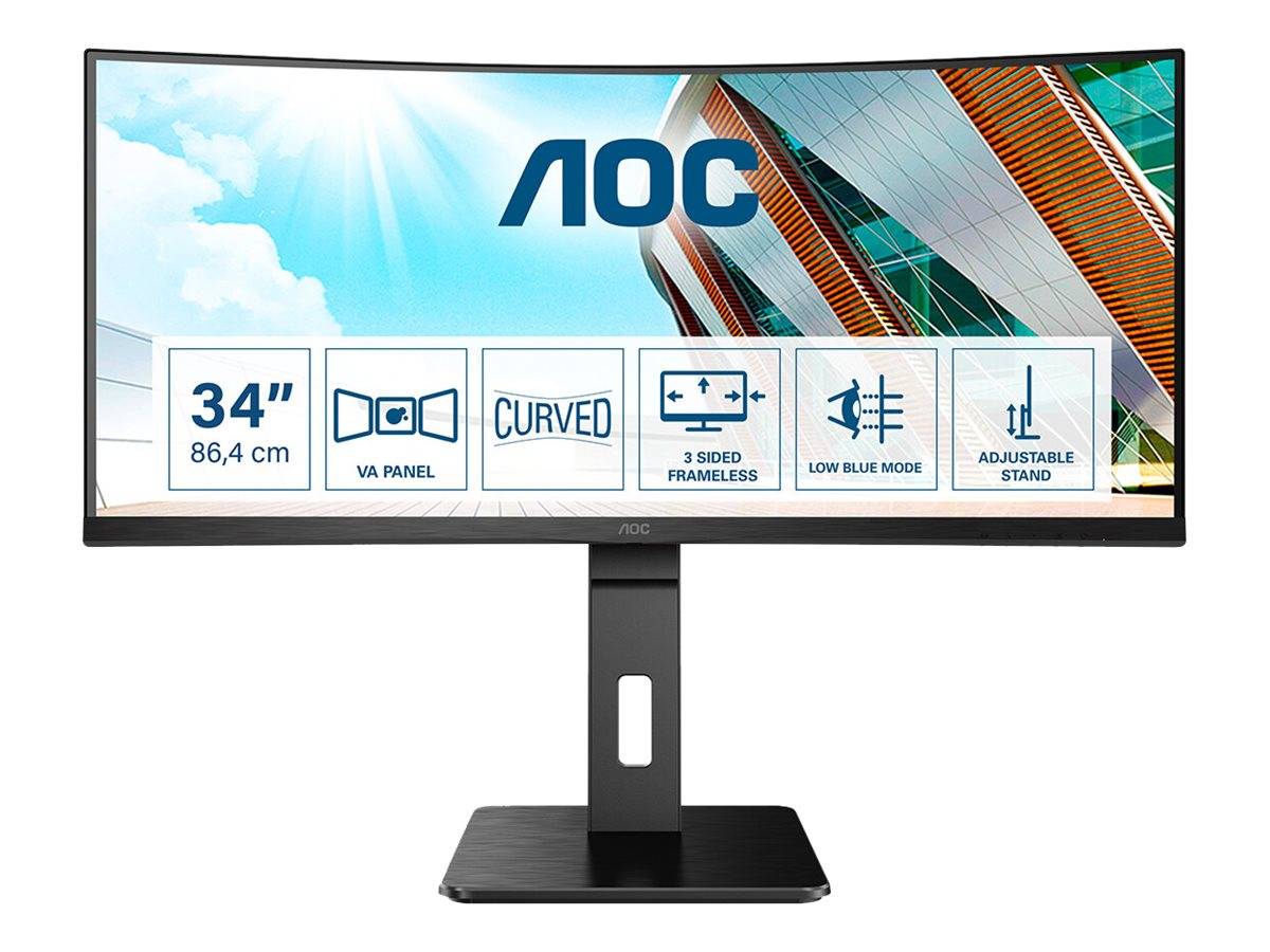 86,4cm/34'' (3440x1440) AOC Pro-Line CU34P2A 21:9 1ms USB 2xHDMI DisplayPort VESA Speaker 2K UHD Black