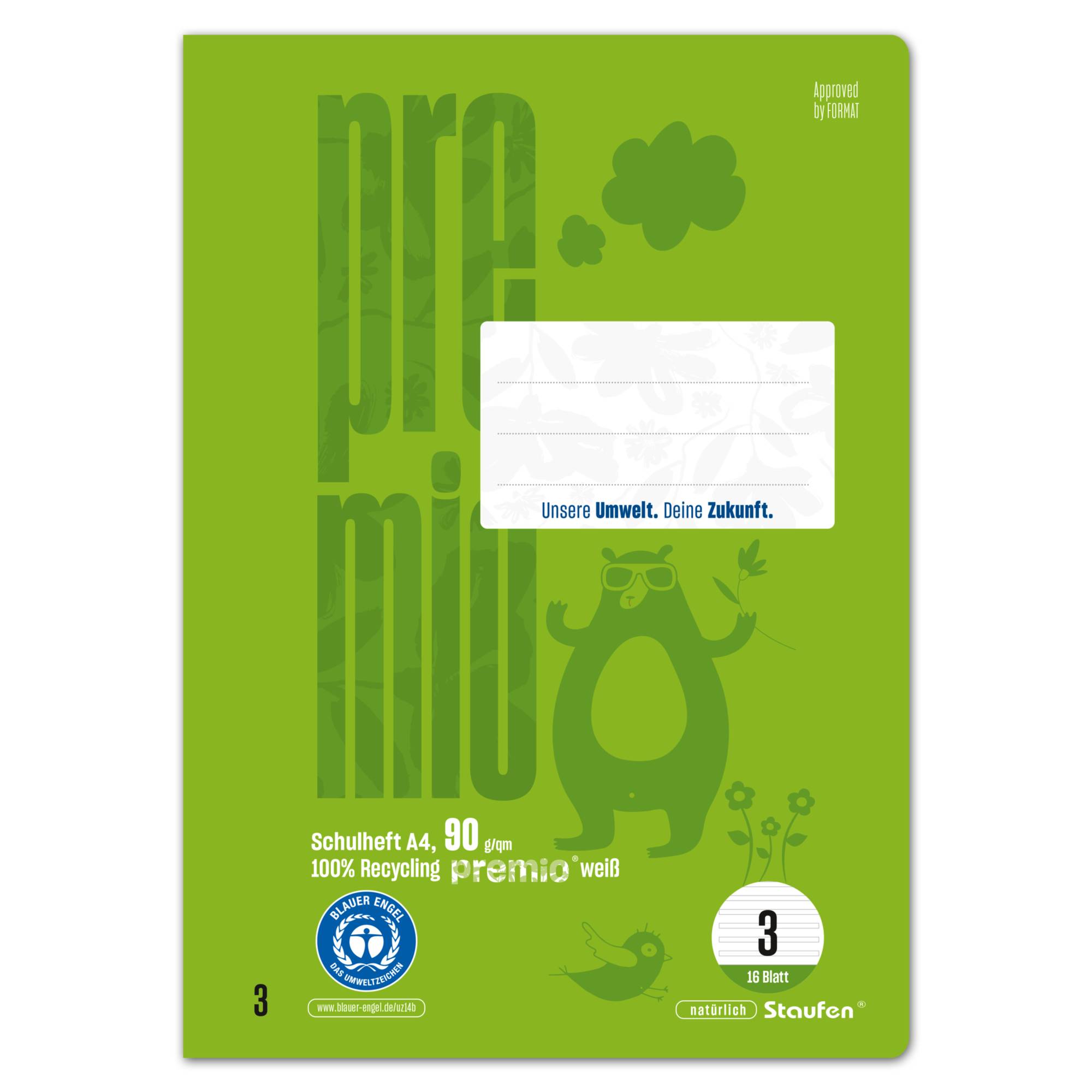 Staufen Schulheft Premio 040782003 A4 90g 16Bl Lin3 lin