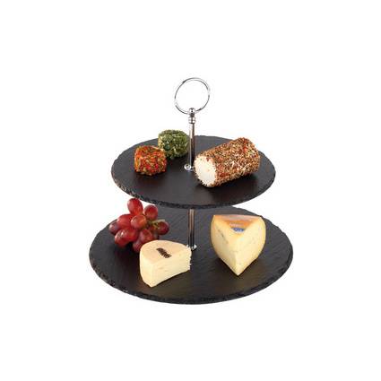 APS Naturschiefer-Etagère, 2-stufig, anthrazit