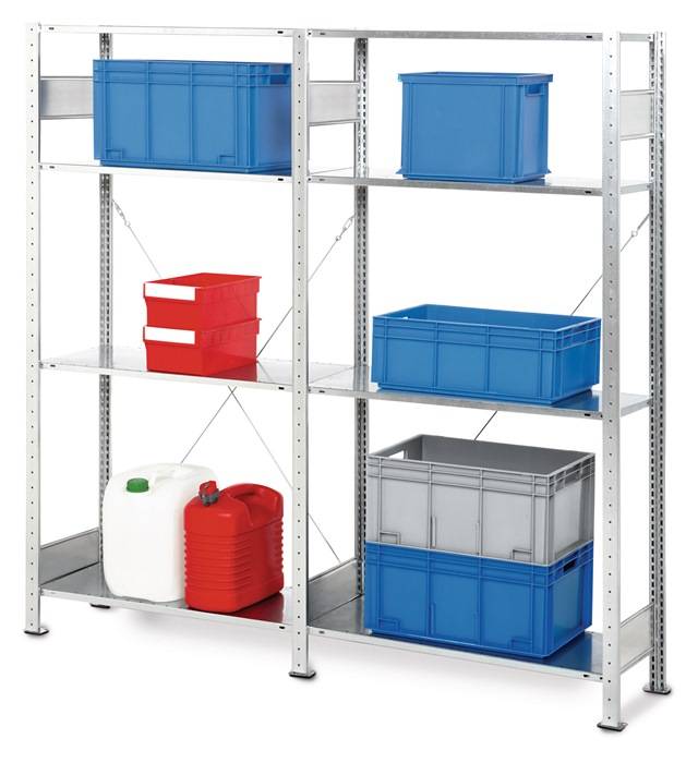 Steckregal H2000xB2000xT400mm Grund-/Anbaur.verz.8 Stahlb.Trgf.150kg Feldl.300kg