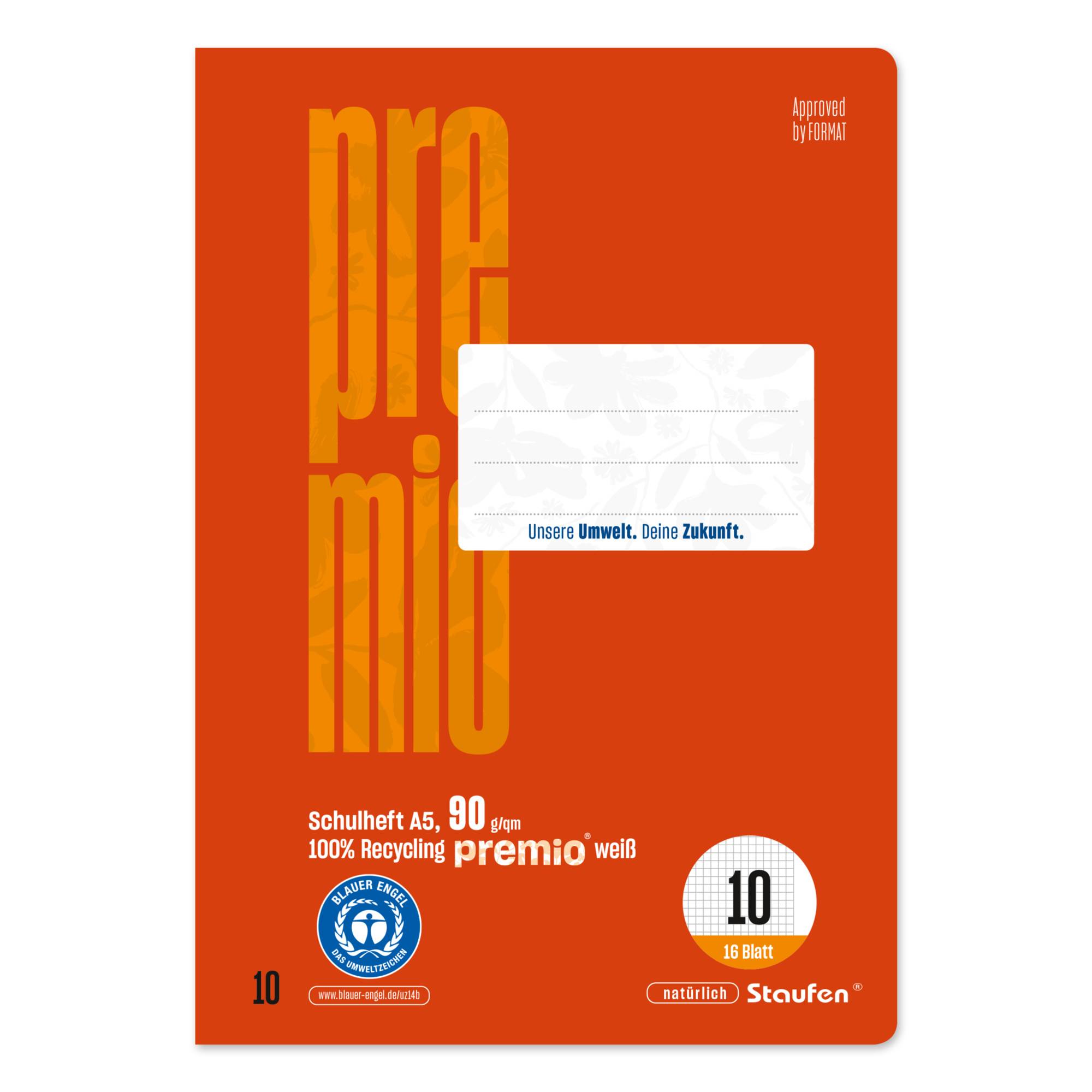 Staufen Schulheft Premio 040780010 A5 90g Lin10 kar
