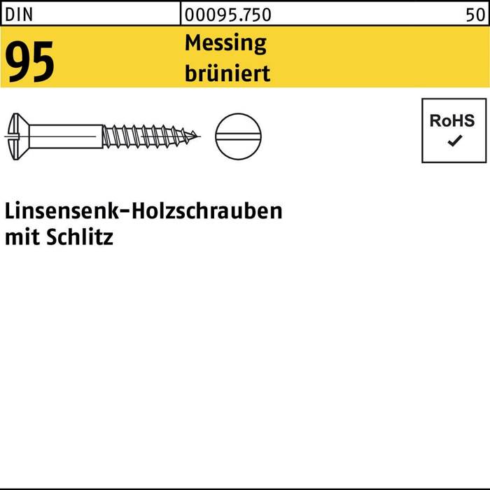Holzschraube DIN 95 LIKO Schlitz 3x 35 Messing brüniert 200 Stück