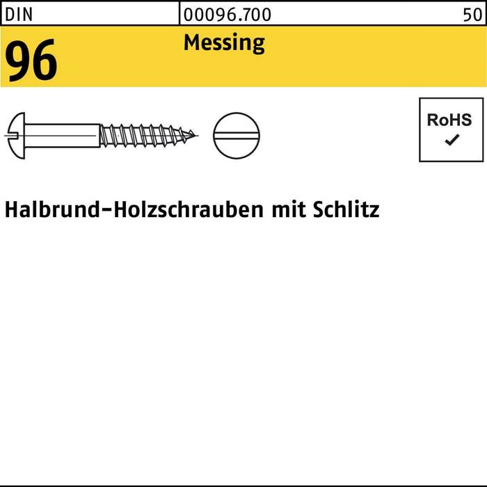 Holzschraube DIN 96 Halbrundkopf Schlitz 3,5x 35 Messing 200 Stück