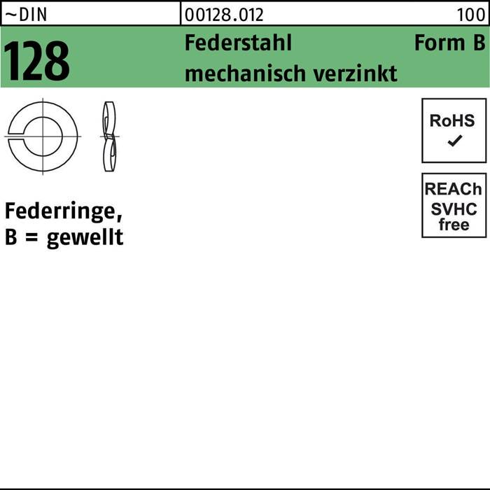 Federring DIN 128 B 4 Federstahl mech.verz. 100 Stück