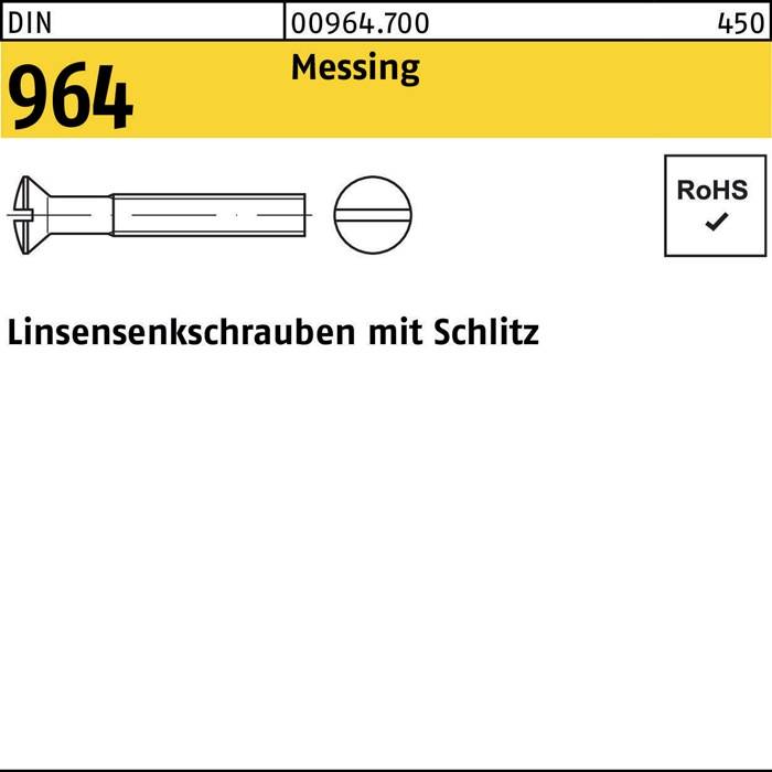 Messing-Linsenschrauben mit Schlitz, DIN 964, 00964.700, RoHS-konform.