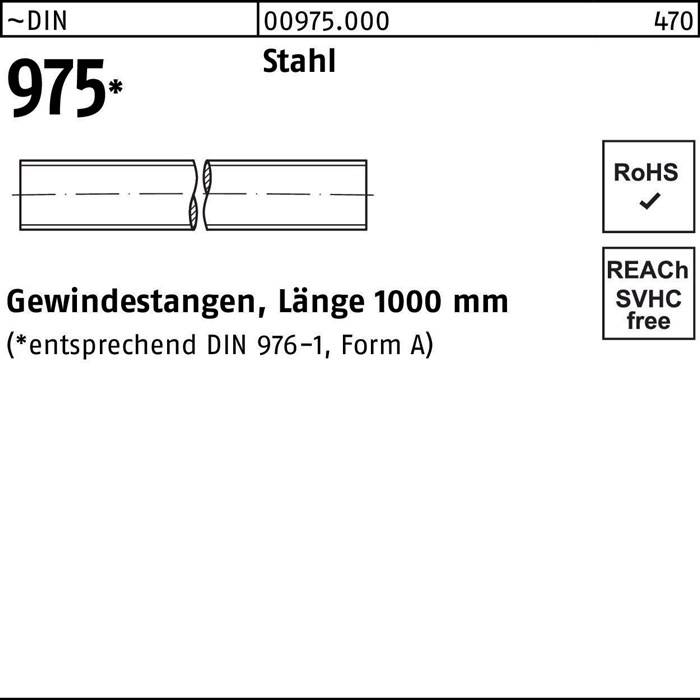 Gewindestange DIN 975 M33x 1000mm Stahl 1 Stück