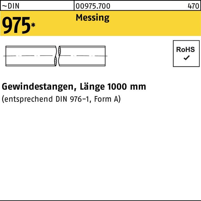 Gewindestange DIN 975 M10x 1000mm Messing 1 Stück