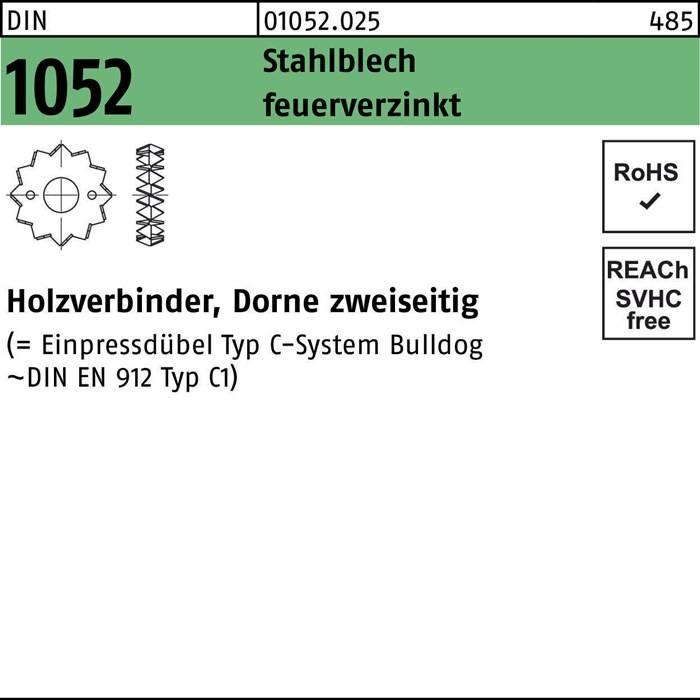DIN 1052 Stahlverbinder mit Feuerwiderstandsklasse. Beinhaltet Diagramme seiner Struktur. Erfüllt die RoHS- und REACH-Konformitätsanforderungen.