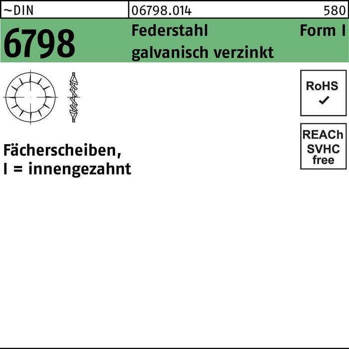 Sechskantmutter, DIN 6798, Form I, verzinkt, mit Zahnkranz, RoHS-konform, REACH-frei.
