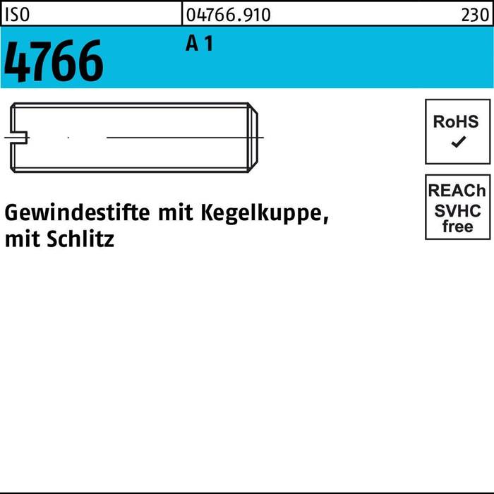 Gewindestift ISO 4766 Kegelkuppe/Schlitz M5x 10 A 1 50 Stück