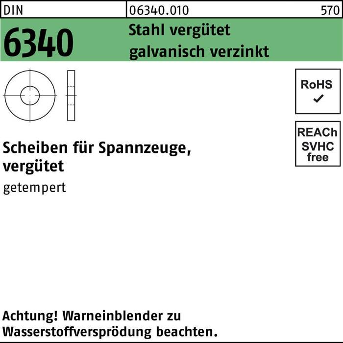 Beschriftete Komponentenzeichnung von 'Schreiben für Spannzeuge', gefertigt aus verzinktem Stahl, mit Informationen zur RoHS- und REACH-Konformität.