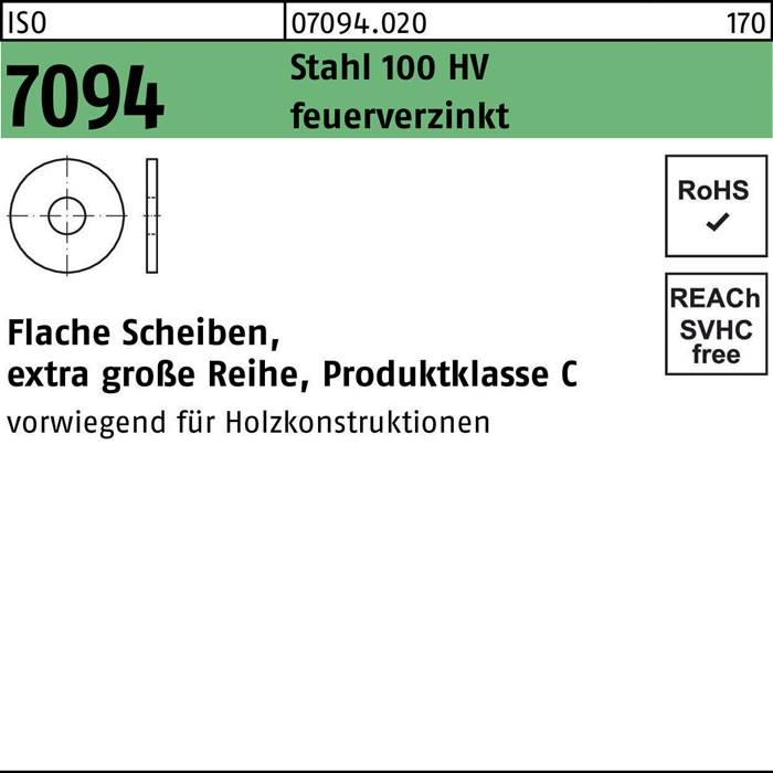 Scheibe '7094' für Großserien, verzinkt; RoHS-konform, für Holzkonstruktionen; Festigkeitsklasse C.