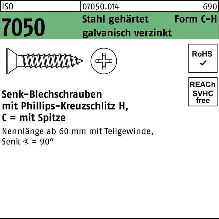 Blechschraube ISO 7050 SEKO Spitze/PH 2,2x13 -C-H Stahl geh.galv.verz. 2000St.