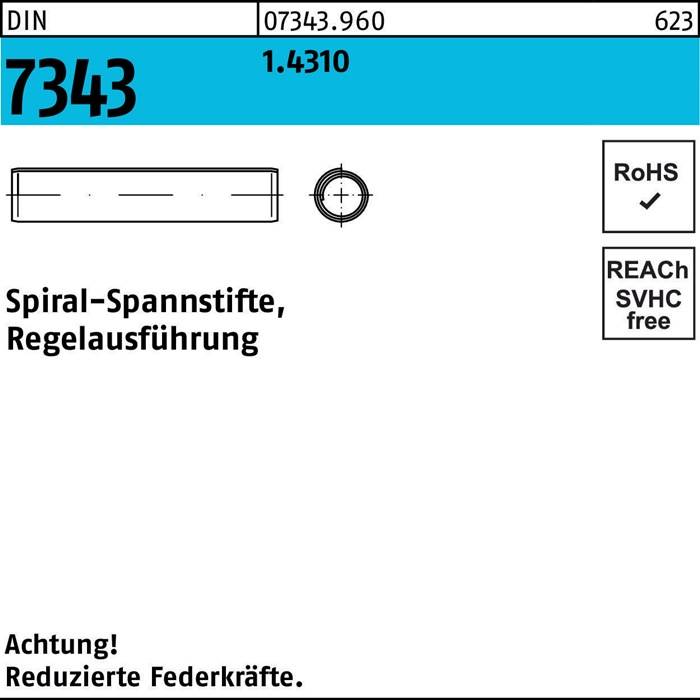 Spiralspannstift DIN 7343/ISO 8750 1x 10 1.4310 Regelausf. 1000 Stück