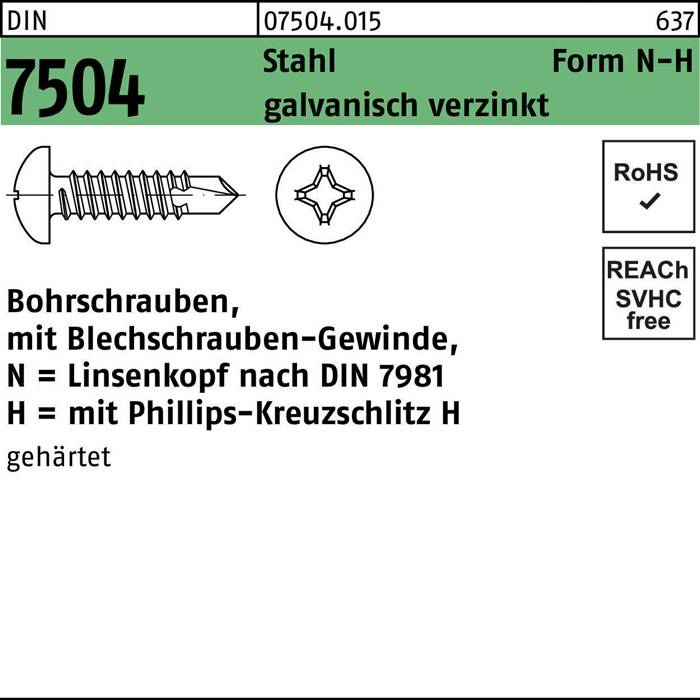 Bohrschraube DIN 7504 LIKO N 4,8x19-H Stahl galv.verz. 1000St.