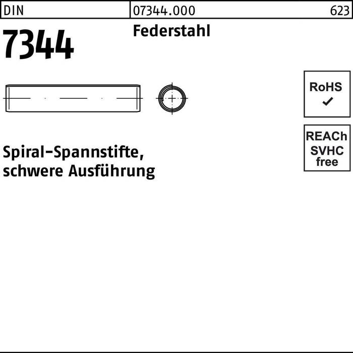 Spiralspannstift DIN 7344/ISO 8748 8x 50 Federstahl schwere Ausf. 250 Stück