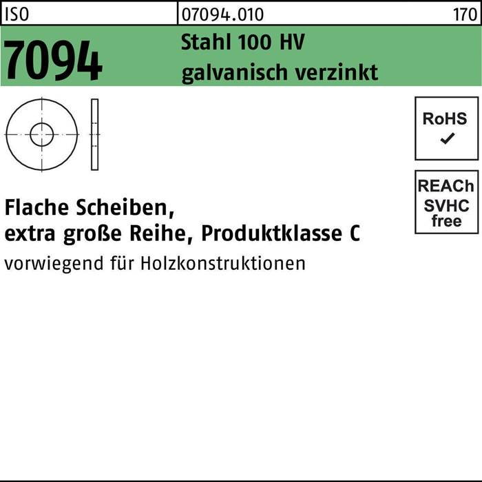 Unterlegscheibe ISO 7094 5 Stahl 100 HV galv.verz. 100 Stück