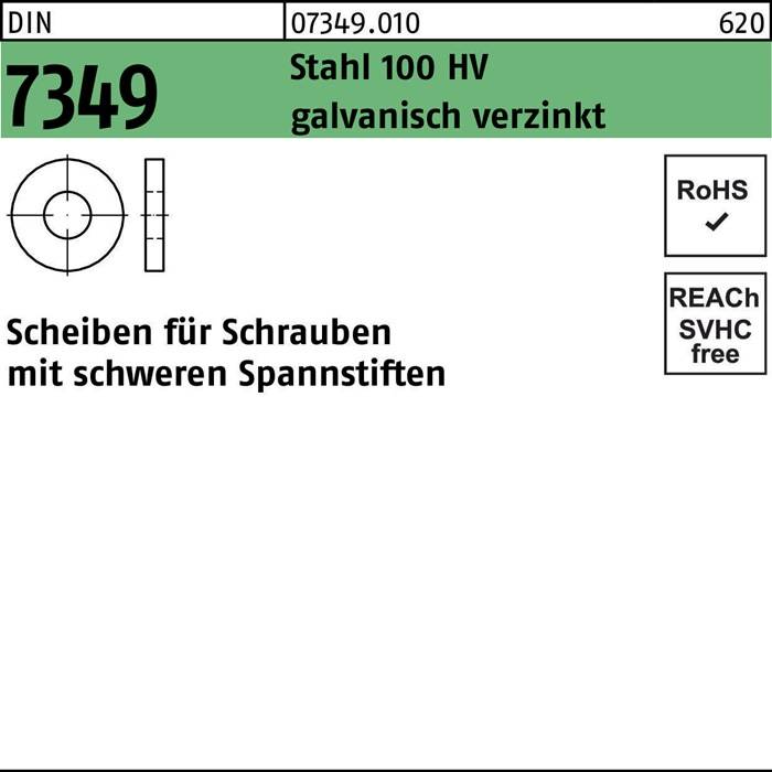 Scheibe DIN 7349 23x50x 8 Stahl 100HV galv.verz. 25 Stück