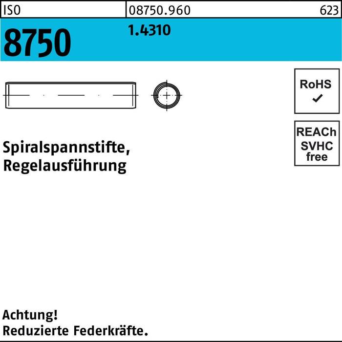Spiralspannstift ISO 8750 8x 26 1.4310 Regelausf. 500 Stück