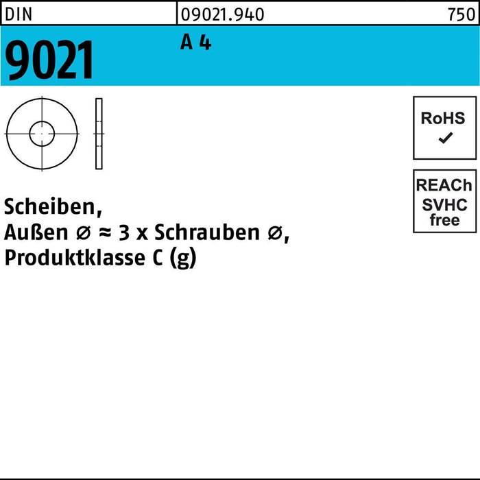 Scheibe DIN 9021 4,3x12x1 A 4 100 Stück
