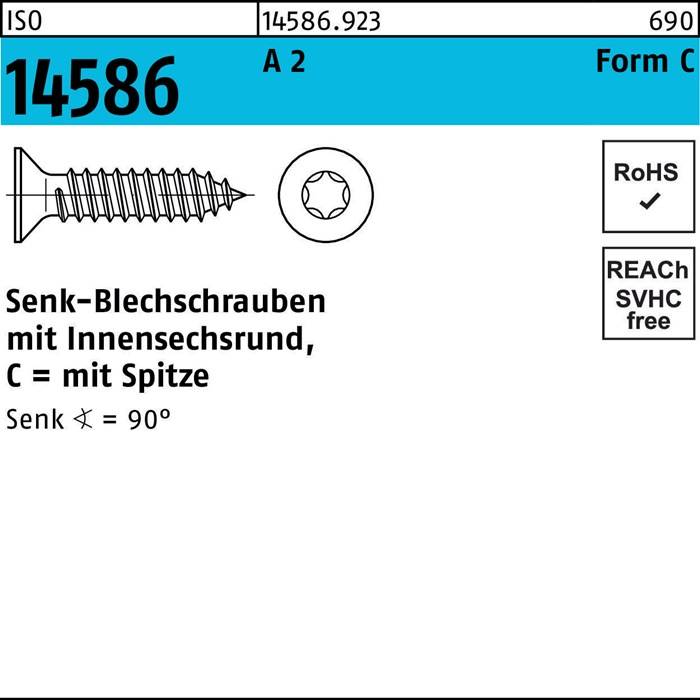 Schraube, Größe 14586, Form C, mit Hexalobular-Aufnahme. RoHS- und REACH-konform.