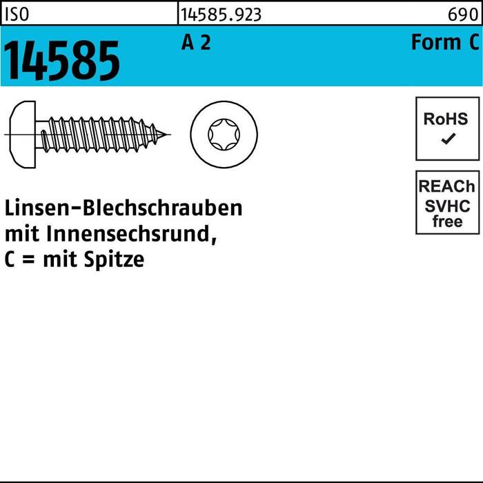 Linsenblechschraube ISO 14585 ISR 4,2x 32 -C A 2 T20 500 Stück