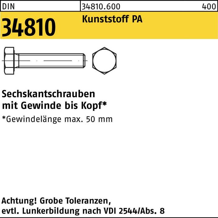 Sechskantschrauben mit Gewinde bis Kopf* *Gewindelänge max. 50 mm Achtung! Lunkerbildung nach VDI 2544/85.