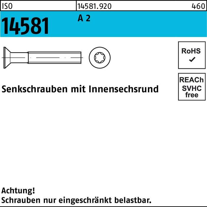 Senkschraube ISO 14581 ISR M4x 35 T20 A 2 500 Stück