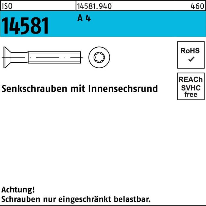 Senkschraube ISO 14581 ISR M5x 25 T25 A 4 500 Stück