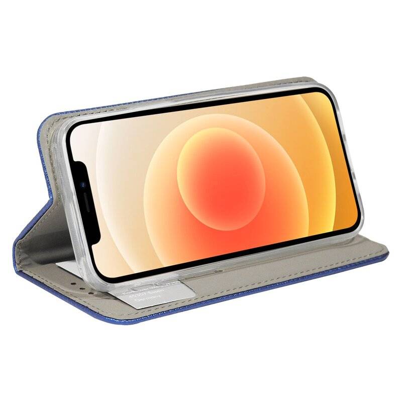 Buch Tasche "Smart" für iPhone 12 Handy Hülle Etui Brieftasche Schutzhülle mit Standfunktion, Kartenfach Blau