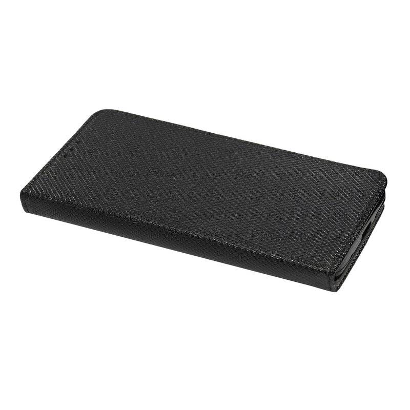 Buch-Tasche Hülle Smart Magnet für MOTOROLA MOTO E7 PLUS Leder Optik Wallet Book-Style Cover Schale Schwarz