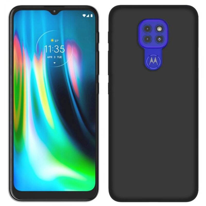 Silikon Hülle Basic für MOTOROLA MOTO G9 PLAY Case TPU Soft Handy Cover Schutz Matt-Schwarz