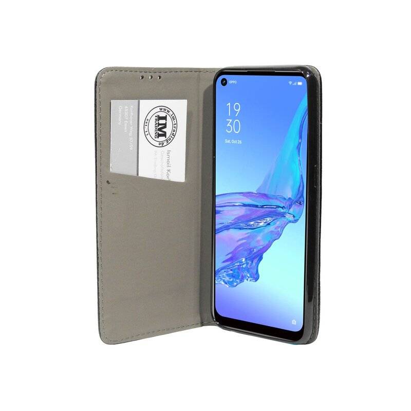 Buch Tasche "Smart" für OPPO A53 Handy Hülle Etui Brieftasche Schutzhülle mit Standfunktion, Kartenfach Schwarz