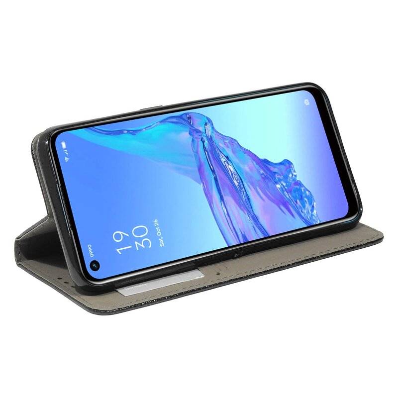 Buch Tasche "Smart" für OPPO A53 Handy Hülle Etui Brieftasche Schutzhülle mit Standfunktion, Kartenfach Schwarz