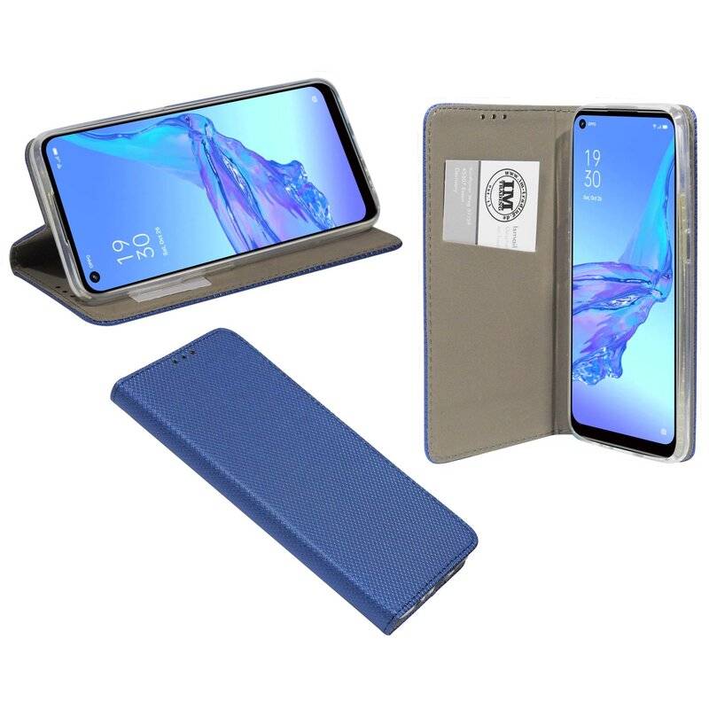 Buch Tasche "Smart" für OPPO A53 Handy Hülle Etui Brieftasche Schutzhülle mit Standfunktion, Kartenfach Blau