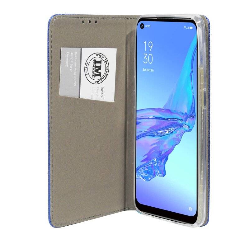 Buch Tasche "Smart" für OPPO A53 Handy Hülle Etui Brieftasche Schutzhülle mit Standfunktion, Kartenfach Blau