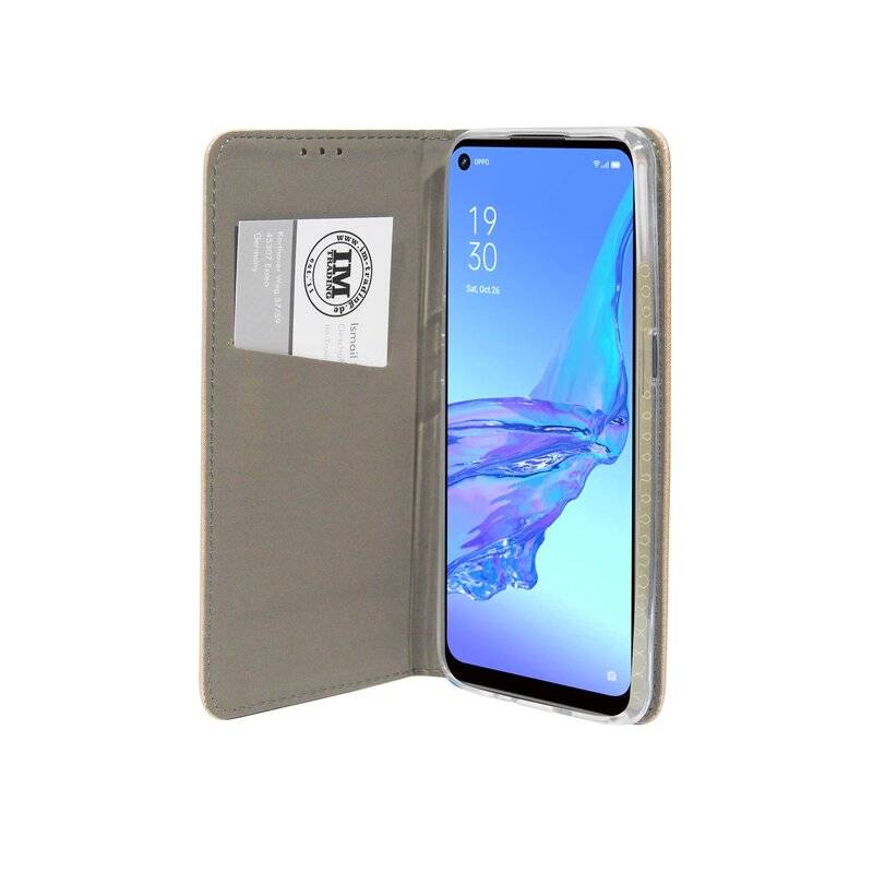 Buch Tasche "Smart" für OPPO A53 Handy Hülle Etui Brieftasche Schutzhülle mit Standfunktion, Kartenfach Gold