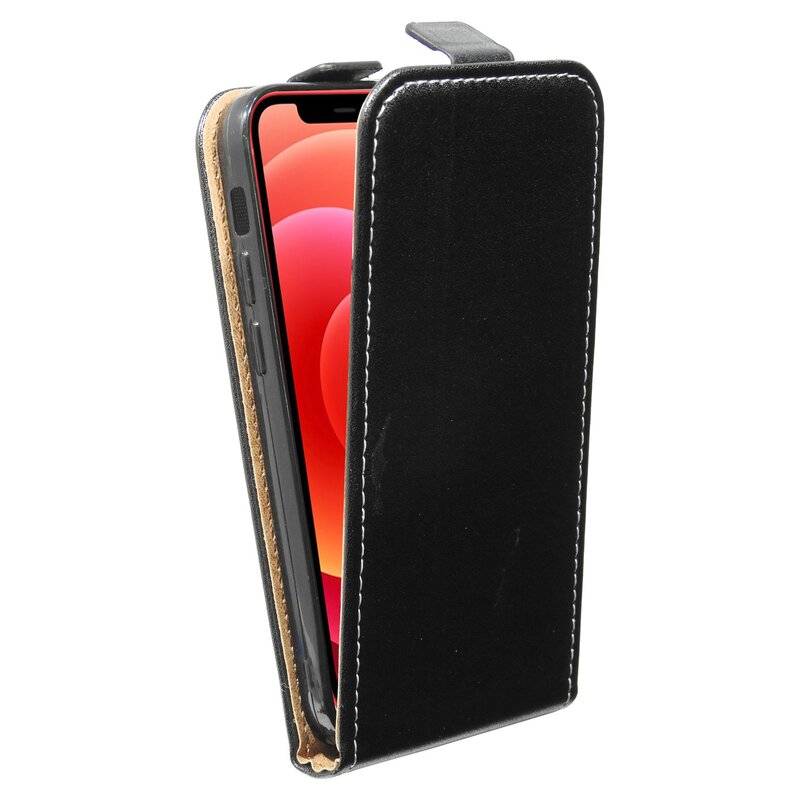 Flip Case für iPhone 12 Pro Max Handy Tasche vertikal aufklappbar Schutzhülle Klapp Hülle Schwarz