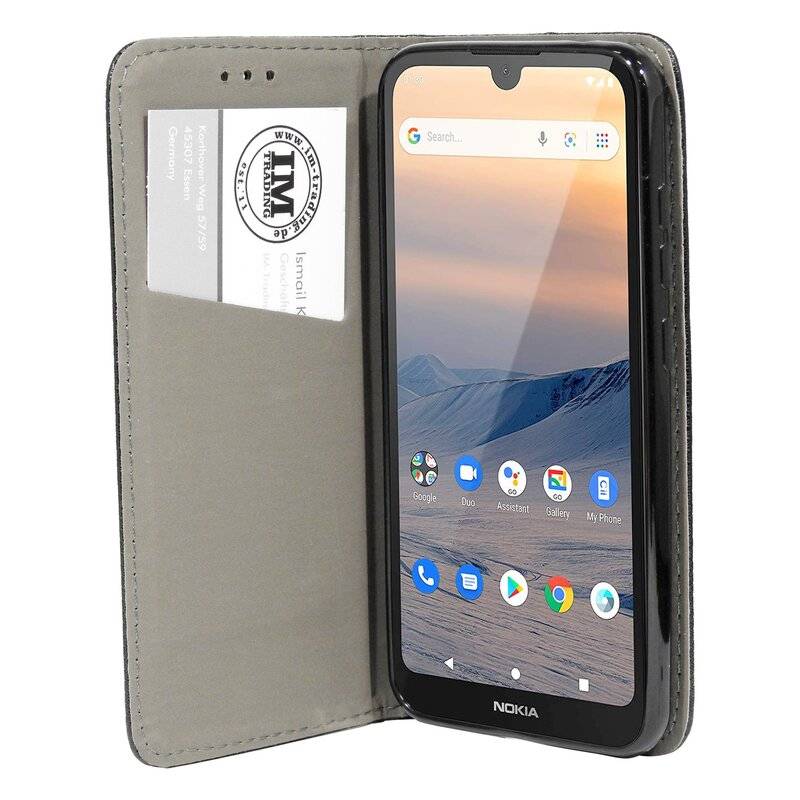Buch Tasche "Smart" für NOKIA 1.3 Handy Hülle Etui Brieftasche Schutzhülle mit Standfunktion, Kartenfach Schwarz