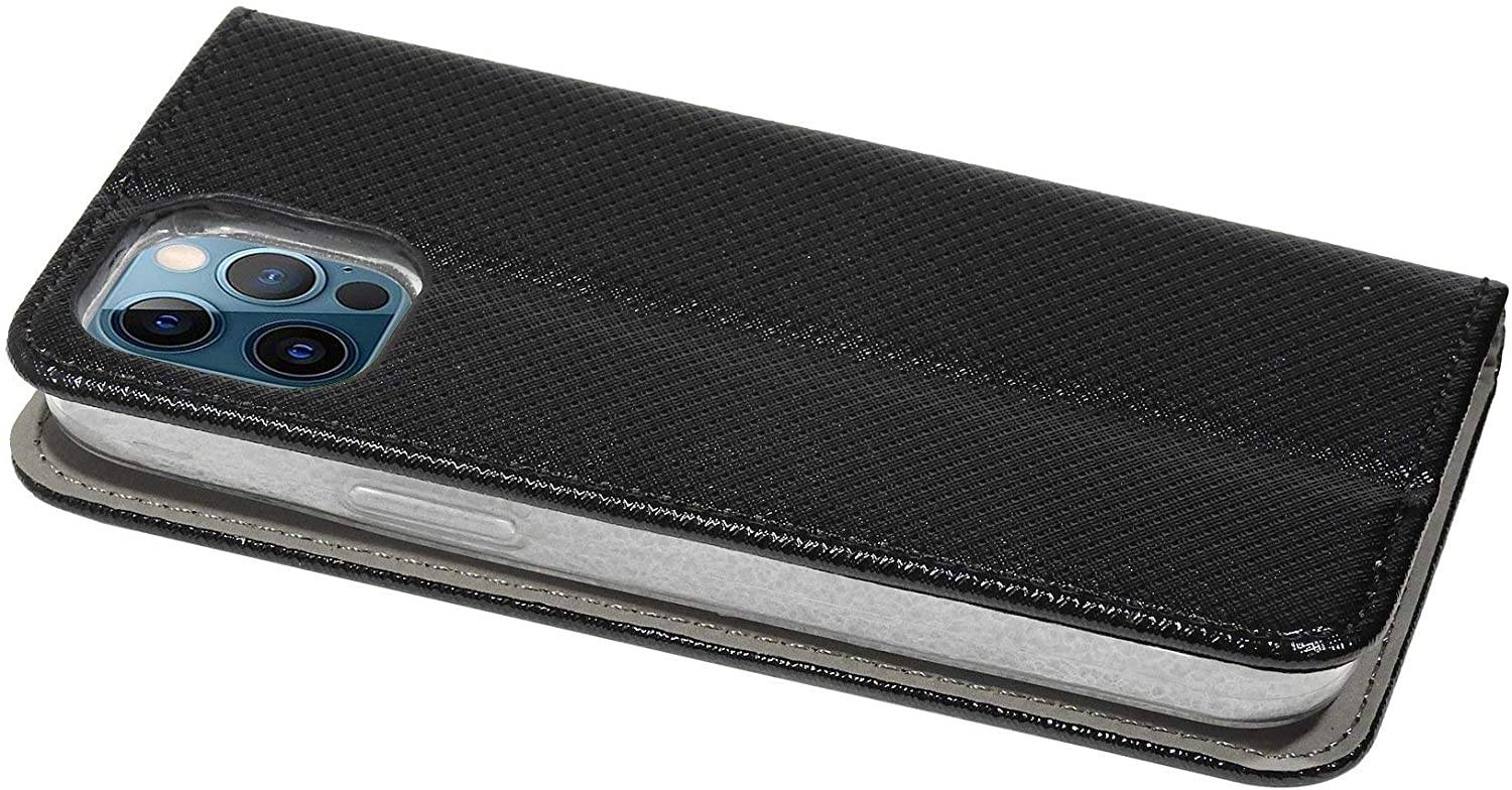 Buch Tasche "Smart" für iPhone 12 Pro Max Handy Hülle Brieftasche Schutzhülle mit Standfunktion, Kartenfach Schwarz