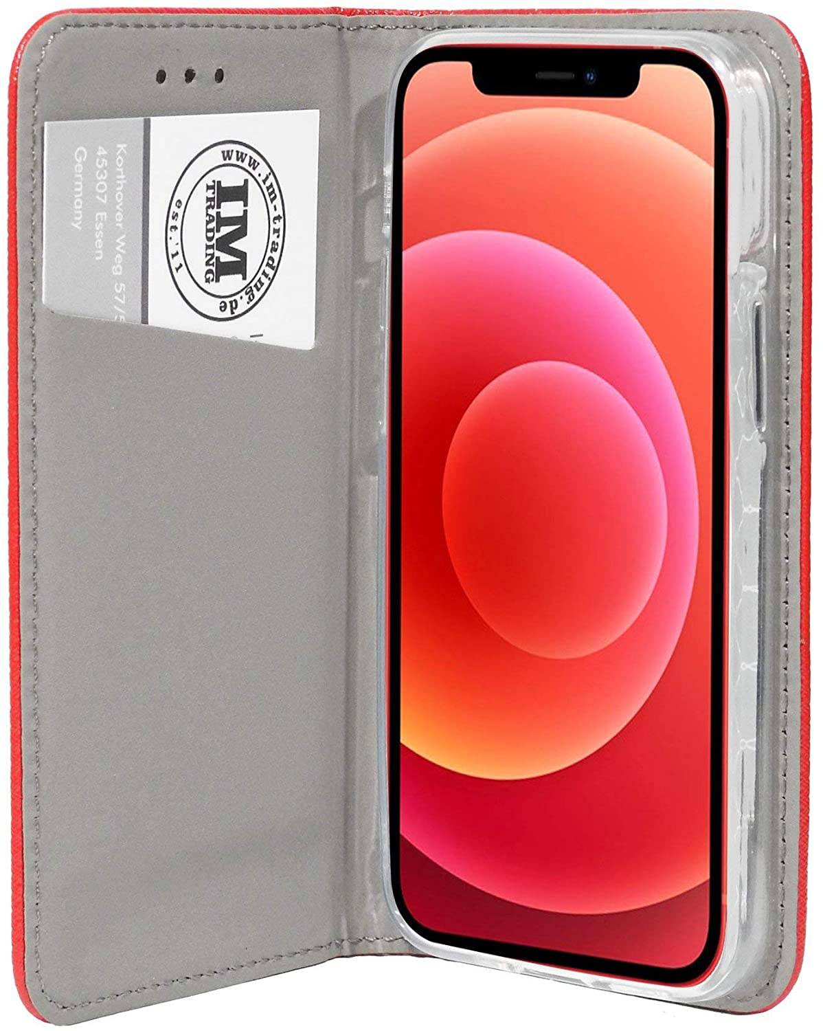 Buch Tasche "Smart" für iPhone 12 Pro Max Handy Hülle Etui Brieftasche Schutzhülle mit Standfunktion, Kartenfach Rot