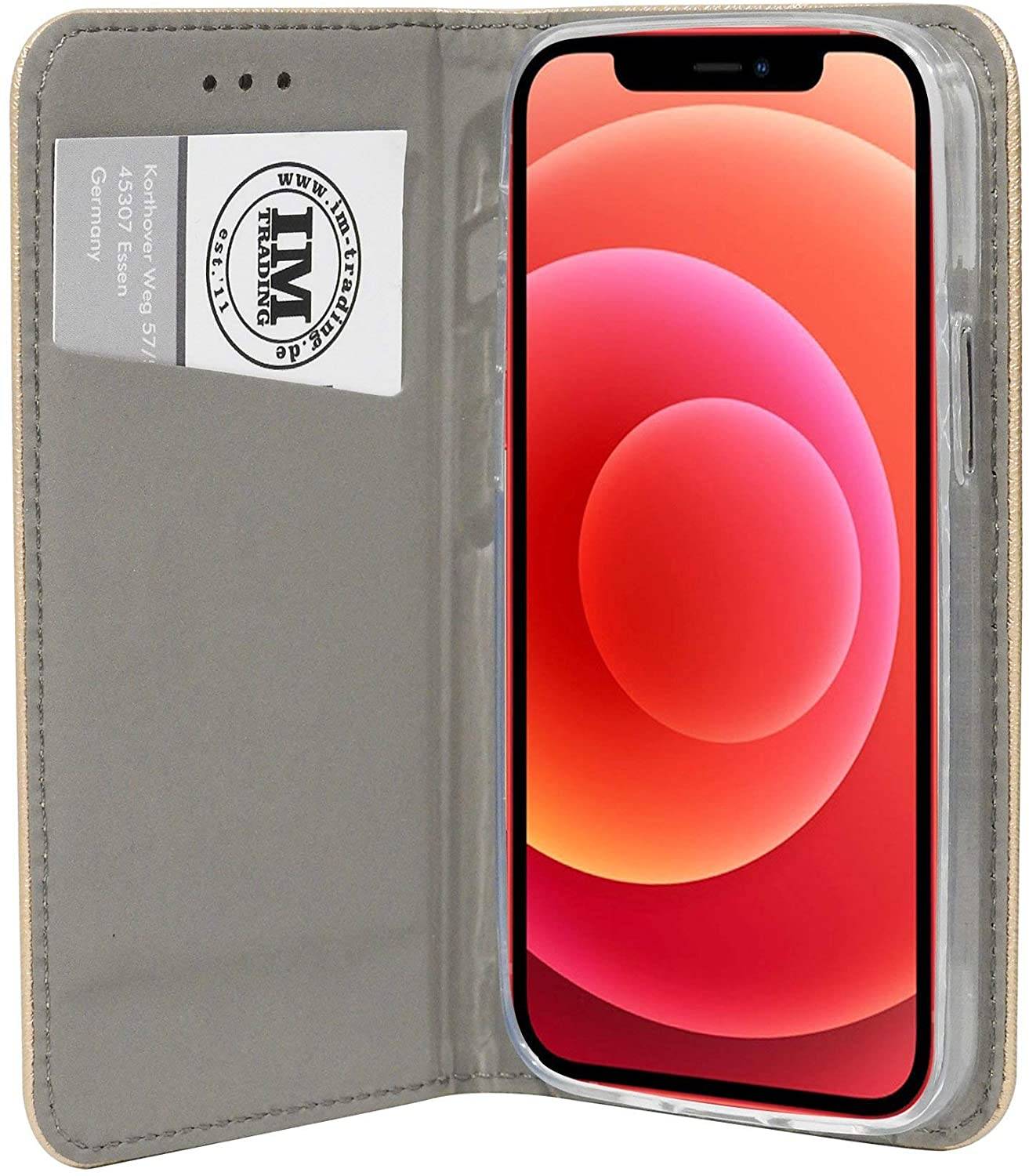 Buch Tasche "Smart" für iPhone 12 Pro Max Handy Hülle Etui Brieftasche Schutzhülle mit Standfunktion, Kartenfach Gold