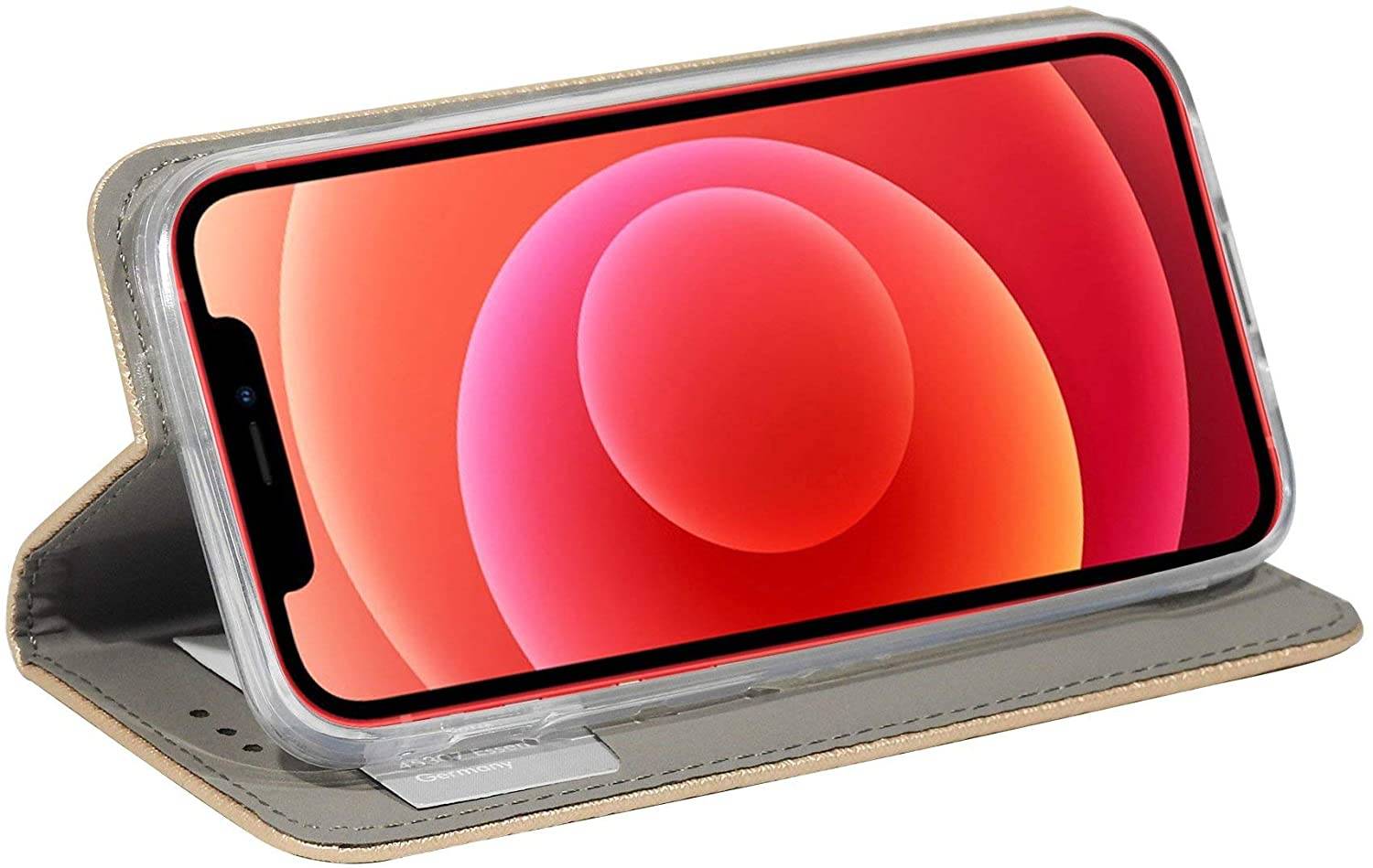 Buch Tasche "Smart" für iPhone 12 Pro Max Handy Hülle Etui Brieftasche Schutzhülle mit Standfunktion, Kartenfach Gold