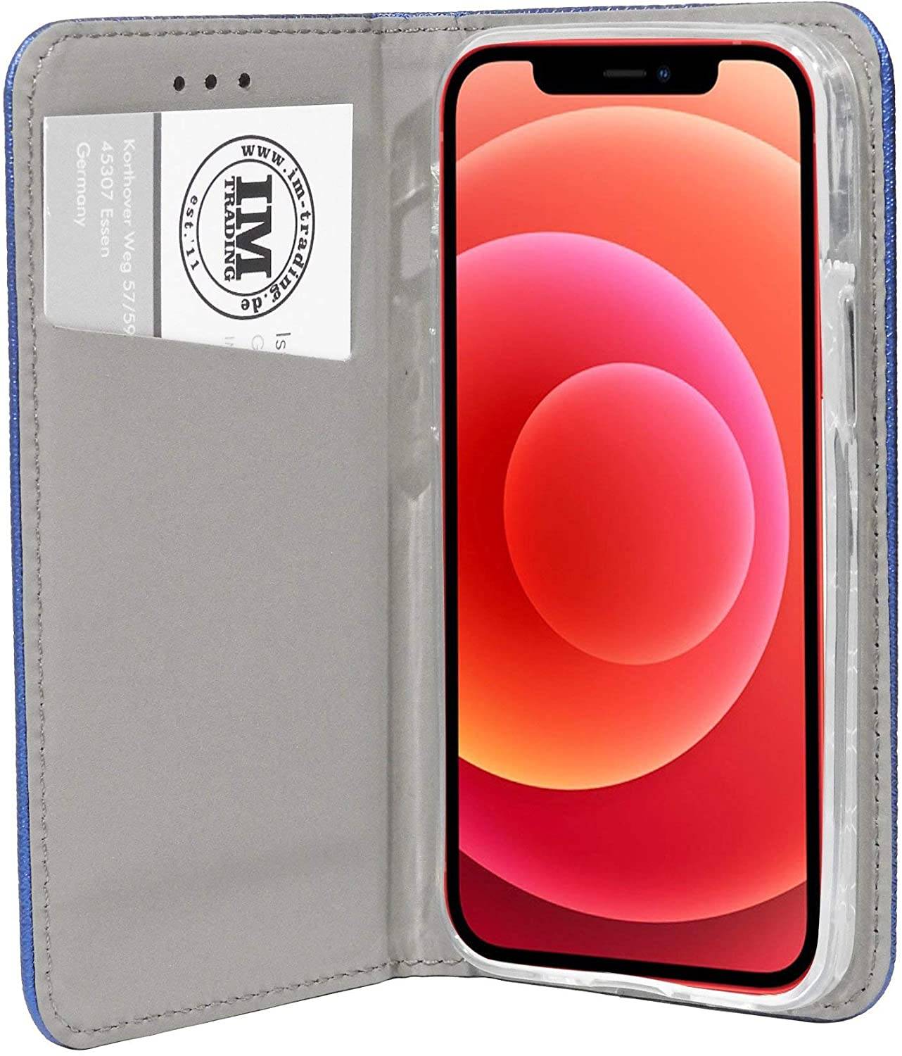 Buch Tasche "Smart" für iPhone 12 Pro Handy Hülle Etui Brieftasche Schutzhülle mit Standfunktion, Kartenfach Blau